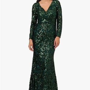 Evening gown size 8 paid 299. Hemmed 1 in had sleeves removed.